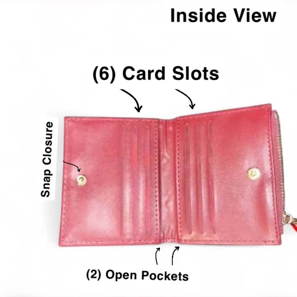 NWT - Badgely Mischka Vegan Leather Card Wallet in Plum - Picture 6 of 10